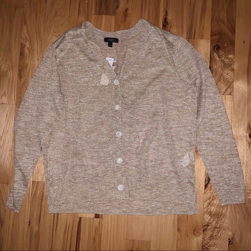 NWT- J Crew Gold Sparkly Sheer Cardigan